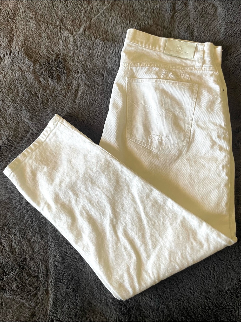 Ralph Lauren Cream White High-Rise Denim Jeans
